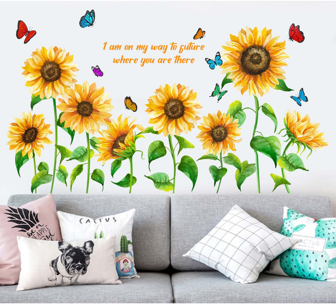 더영흥 포인트 벽지 스티커 MJS JOYFUL, 행운 해바라기들