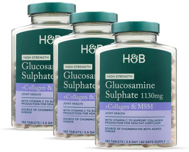 홀랜드앤바렛 글루코사민 설페이트 콘드로이틴 MSM 콜라겐 Holland & Barrett Glucosamine Sulphate, 3개, 180정