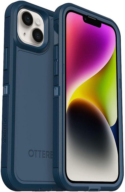 OtterBox Defender XT 시리즈 스크린리스 케이스 맥세이프 포함 아이폰 14 플러스(14/프로/프로 맥스 아님) 비소매 포장 - 블루밍 로터스