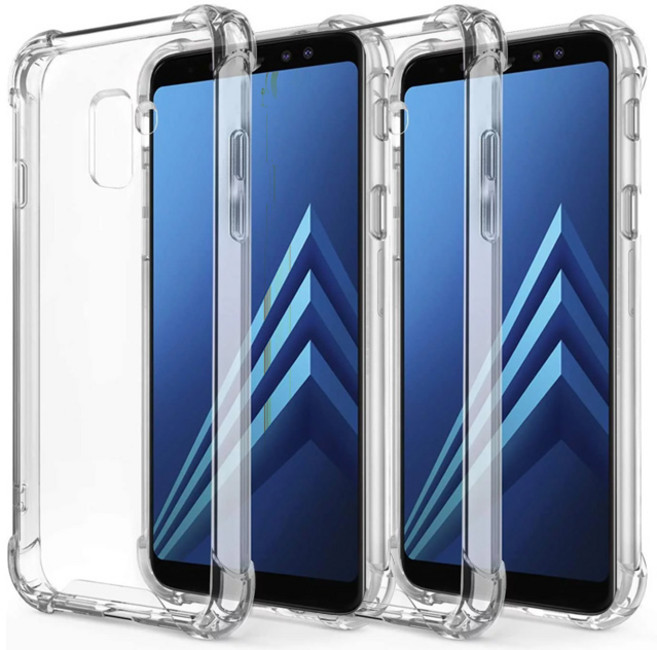 스톤스틸 갤럭시 A8 2018 클리어 방탄 투명 범퍼 케이스 (A530) 2개 휴대폰