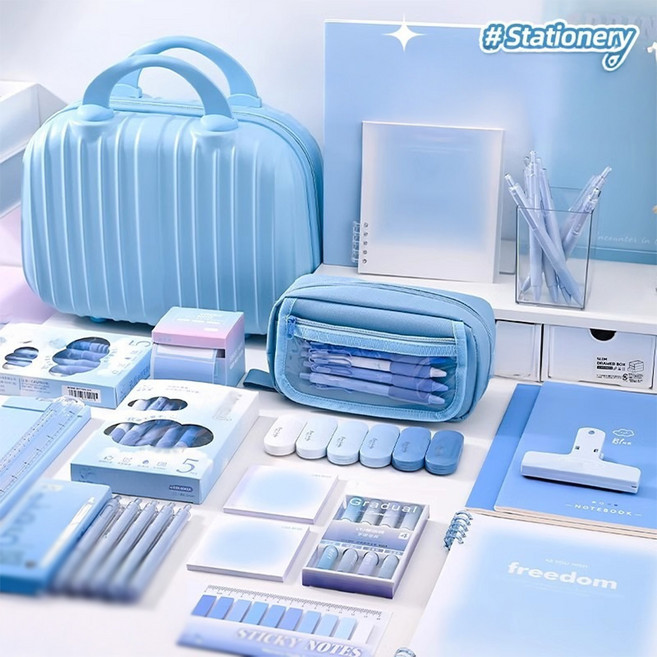 무나난 스카이 올인원 문구세트 학생선물 학용품 풀세트 필통 포함