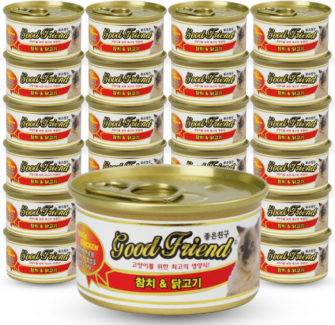 굿프렌드 고양이 간식캔, 참치 + 치킨 혼합맛, 85g, 24개