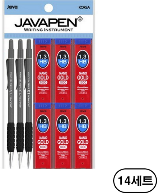 자바펜 엠보샤프 1.3mm 3p + 나노골드 샤프심 1.3mm HB 6p, 다크그레이(Dark Gray), 14세트