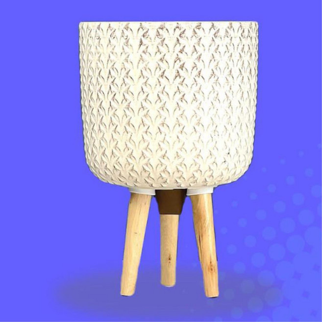 세발다리 분갈이화분 24x26cm 가벼운화분 집스타 그린, 1개, 아이보리 IV