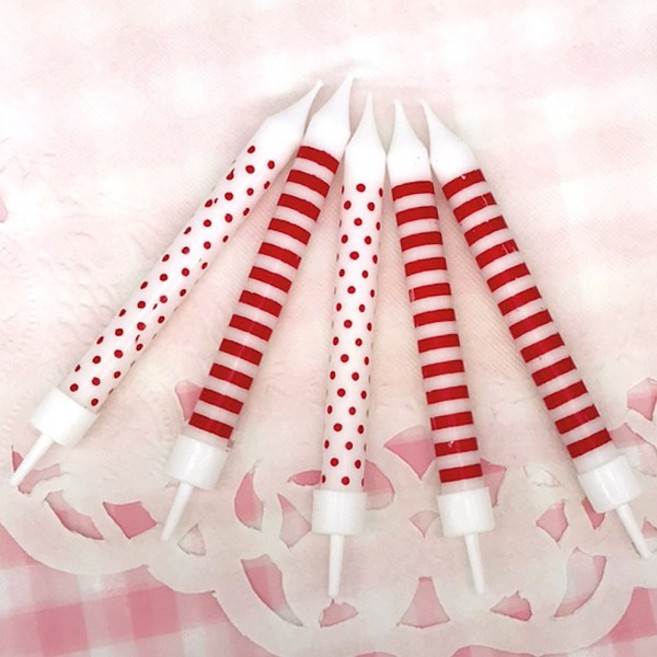 생일초 스트라이프앤 도트 레드 (12개입), 1개