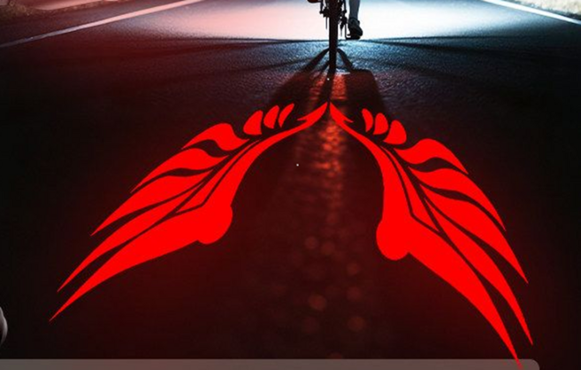 0100 자전거 후미등 방향지시등 브레이크등 풀 스마트 감지 자동 브레이크 USB 충전 프로젝션 레이저, 블랙, 1개