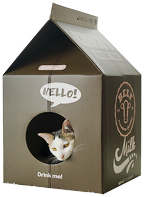 미스펫 우유팩 고양이 스크래쳐 하우스 초코 숨숨집, 선택완료[2]_bf, 1개