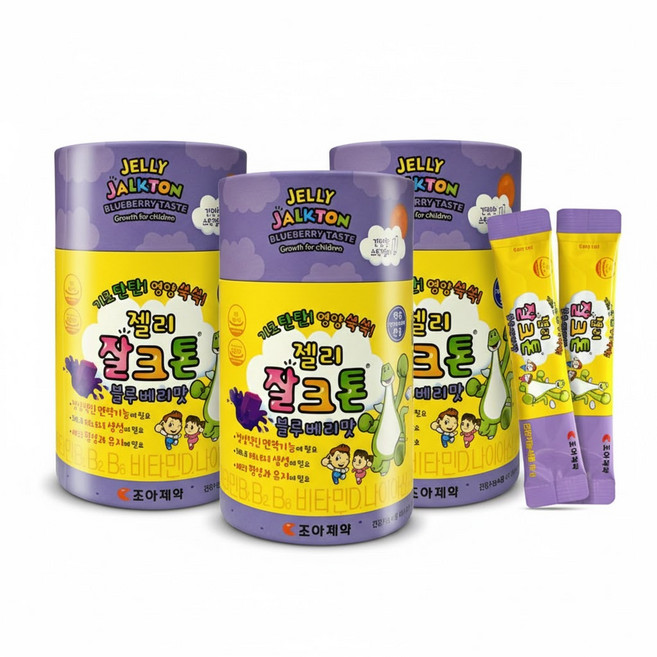 조아제약 잘크톤 블루베리맛 젤리스틱 어린이성장 영양제 비타민D 아연, 30회분, 450g, 3세트