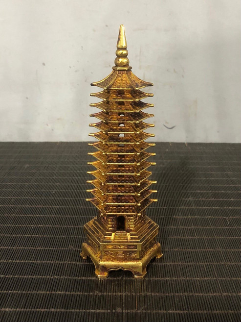 實心鎦金文昌塔擺件 包漿老辣 品相完美 造型大氣, 如圖所示, 1個