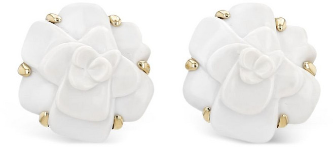 샤넬 중고 카멜리아 옐로 골드 클립온 이어링