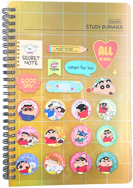 [짱구는 못말려]스터디 플래너 (6개월), 1개, 치즈 옐로우