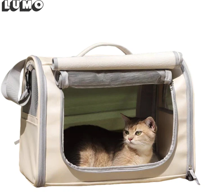 LUMO 애완동물가방 강아지가방백팩 통풍 다용도 사용 가능, 크림색, 1개