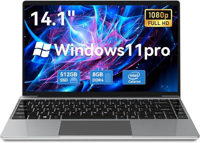 Gezoon 4인치 노트북 8GB RAM 52GB SSD FHD 920 x 080 디스플레이 인텔 셀러론 N4020C 프로세서 윈도우 프로 컴퓨터 80도 개방형 웹캠 라이트앤씬, 8gb+512gb