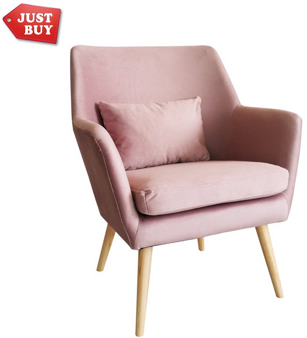 JUSTBUY 單人沙發 懶人沙發 貓抓皮沙發椅 赫爾北歐簡約風 鈕扣款, 乾燥玫瑰色, 1個