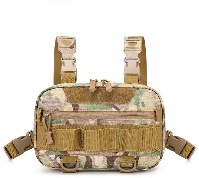 瑪薩威 新款小胸包 戰術迷彩多功能戶外騎行運動馬甲揹包, 沙色迷彩, 1個