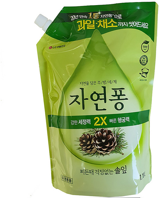 자연퐁 찌든때 걱정없는 솔잎 주방세제 파우치형, 1.18L, 10개