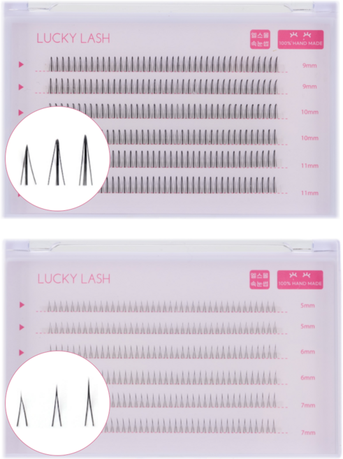 엘스몰 6줄대용량 속눈썹 부분 인조 가닥속눈썹 아이래쉬 아이돌속눈썹 2종세트, A형9/10/11mm + 언더B(총480모), 1세트