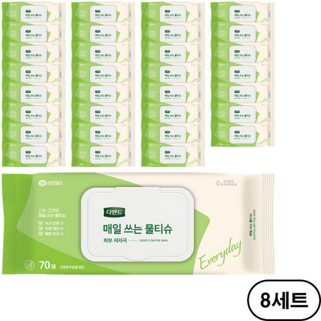 디펜드 매일 쓰는 물티슈 캡형, 43g, 70매입, 256개