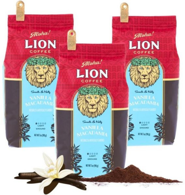 드립백 드립 커피 라이온 바닐라 캐러멜 7온스198gx5개 세트 향미 하와이 중간 분쇄 연한 볶음 라이트 로스트 신패키지 선물