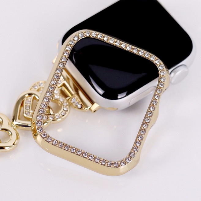 오르몽트 애플워치 큐빅케이스 큐빅 PC하프커버 슬림 다이아몬드, 골드, 1개