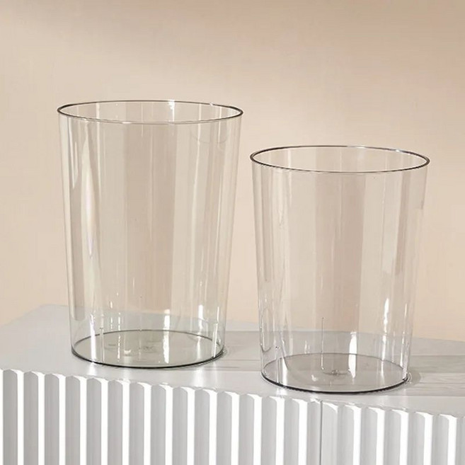 Victoryspring 다용도 투명 아크릴 휴지통 오픈형 원형 휴지통 2개 19L 13L 6L, 그레이