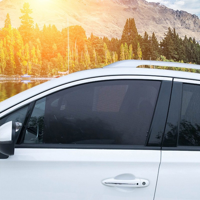 普特汽車精品 汽車網眼靜電貼紙 汽車玻璃隔熱遮陽貼 車窗防曬【CV0030】, 1個, 2入, 黑色
