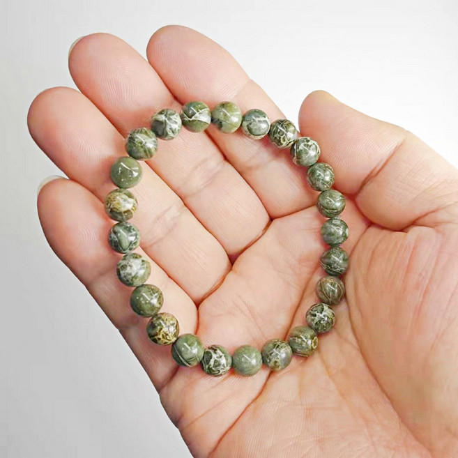 그린 재스퍼 벽옥 원석 팔찌