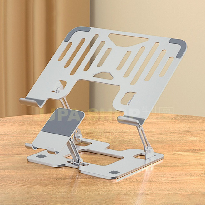 碳鋼升降折疊式筆電手機支架 人體工學設計, 鈦灰色, 1個