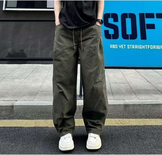 ZenPolo 純棉工裝褲男 美式復古闊腿褲 休閒長褲