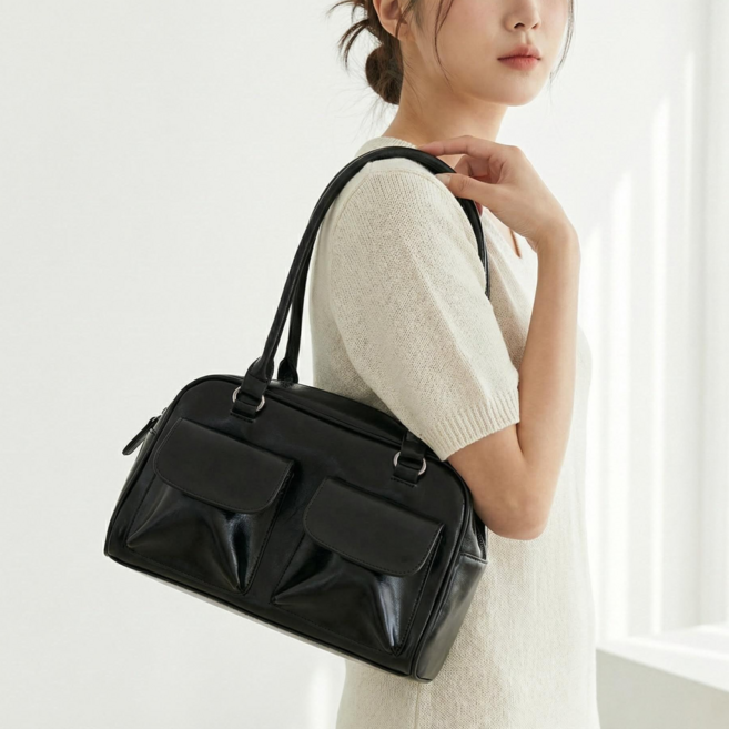 멜리플라이 데일리 바게트 레더 숄더백