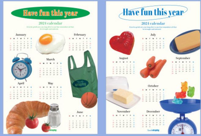 [유스그라피] 2024 포스터 캘린더 - 1년 한장 달력(양면), 1개
