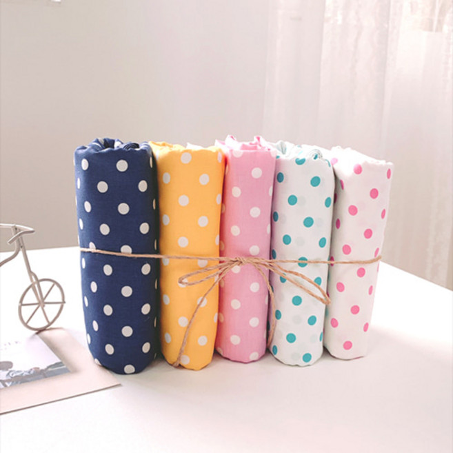 원단싸 대폭 면40수 트윌] 비비드 7mm도트 5color_WS 840, 백아이바탕 민트도트