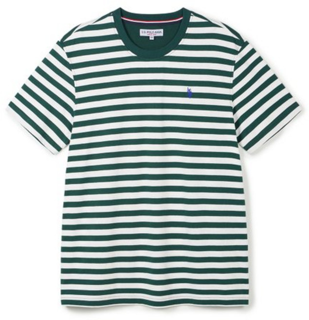 [U.S. POLO ASSN.] 남성 코튼100 반팔 라운드티셔츠_딥그린ST