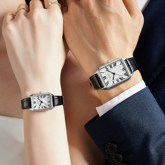 남녀공용 커플 가죽 메탈 손목시계 556 3종