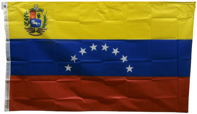 베네수엘라 폴리에스터깃발 Venezuela flag 90x150cm 구리고리 이중스티치, 1개, YELLOW+BLUE+RED+WHITE