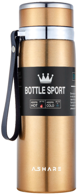 어쉐어 보온병 보냉병 휴대용 보온보냉병, 골드, 600ml, 1개