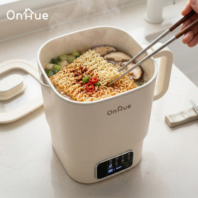 [프리볼트] 온휴 휴대용 멀티 전기포트 라면포트 1인용 여행용 캠핑 110-220V, 화이트 OHA_EK10TWDW