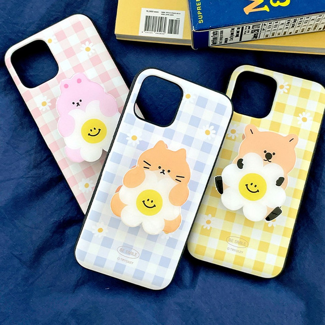 트라이코지 갤럭시 S25 (S931) 케이스 마그네틱 카드 수납 범퍼 에폭시톡 동물 데이지 체크