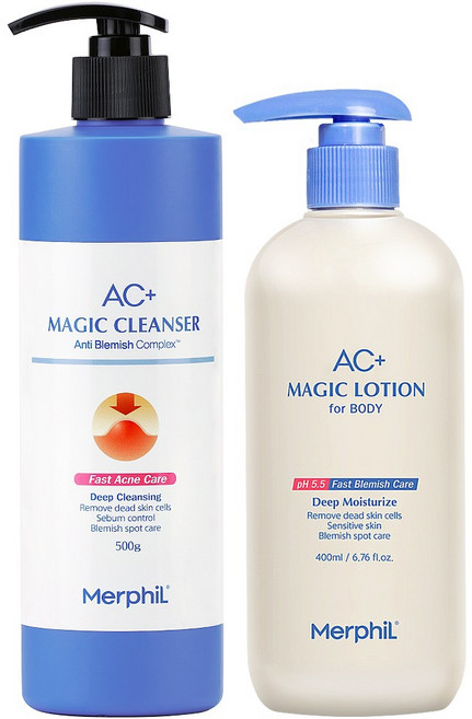 메르필 바디여드름 개선! AC+바디워시 500g & AC+매직바디로션 400ml SET, 1세트