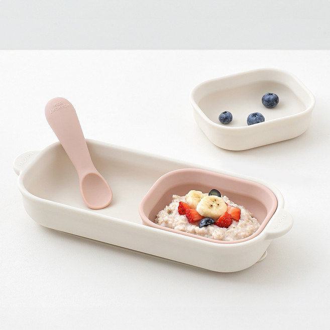 탁가온 1.2.3 유아 실리콘 흡착식판 1구 식판, 1구식판, 베이지핑크, 1개