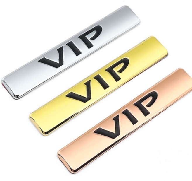 차량용 VIP 엠블럼 스티커 레터링 튜닝 고광택 데칼, 크롬