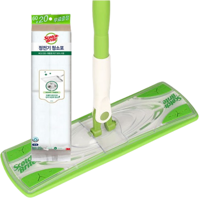 3M 대형 막대걸레 + 정전기청소포 80매, 1개