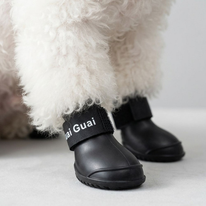 유다이아 반려동물 강아지 고양이 사계절 외출용 미끄럼방지 방수 신발, 1개, 블랙