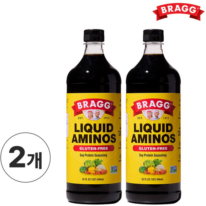 브래그 리퀴드 아미노스 간장 소이 소스 글루텐 프리, 2개, 946ml
