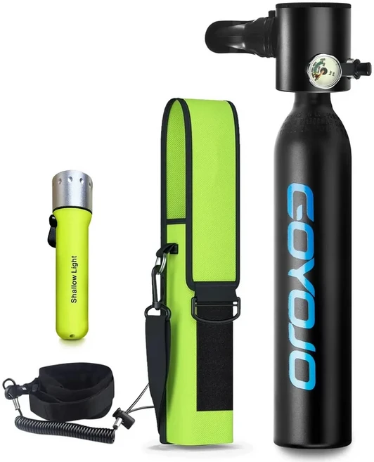 0.5L 미니 가스 실린더 휴대용 다이빙 호흡기 K2 스노클링 마스크 풀페이스 수영 세트 도구, 01 A6-Black