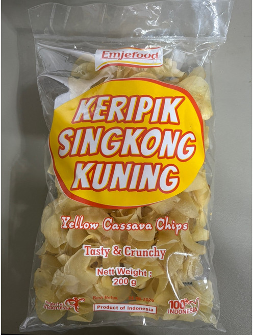 인도네시아 Huasik 끄리삑 싱콩 꾸닝 카사바칩 200g 과자 / KERIPIK SINGKONG KUNING, 1개