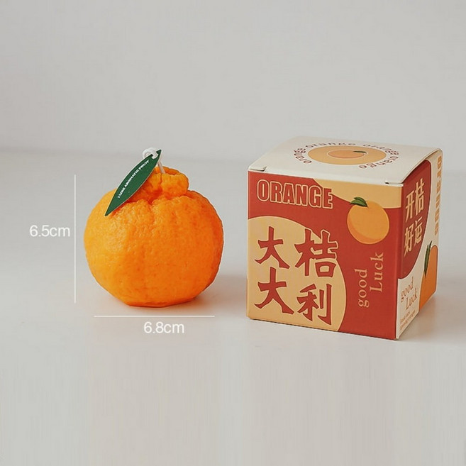 橘子造型香氛蠟燭 吉祥寓意開運擺飾, 1個, 大桔