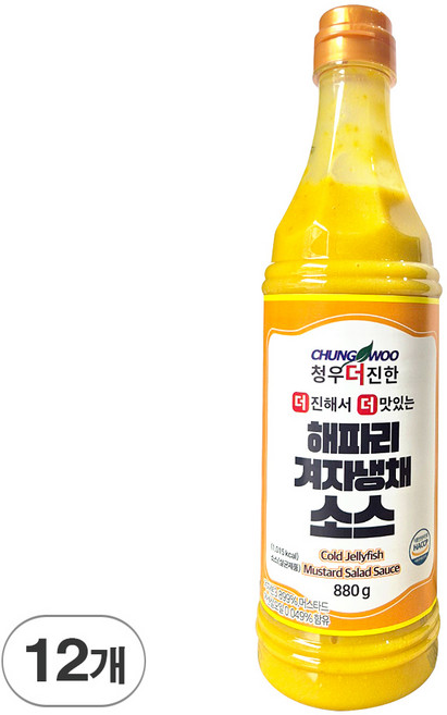 청우 더진한 해파리 겨자 냉채소스 해파리냉채소스, 880g, 12개