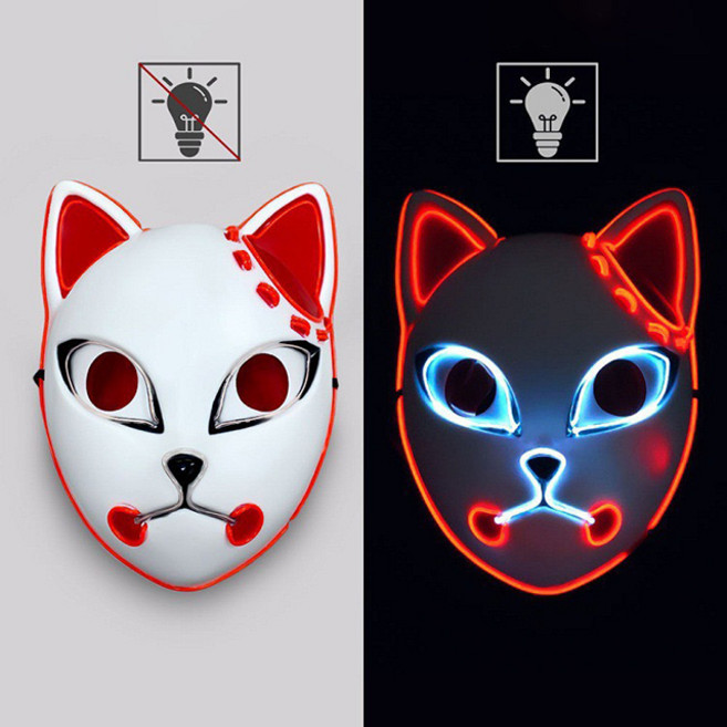 말랑마쥬 할로윈 연말 파티 인싸템 빌런 LED 마스크 파티소품, 1개, 여우_레드