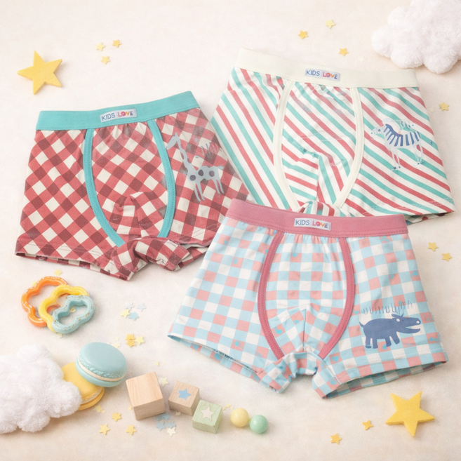 온웨어 남아용 사각 드로즈 팬티 사파리 3종세트